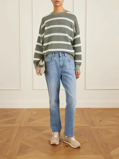Brunello Cucinelli Striped Open-knit Cotton Sweater | Thumbnail 2 Brunello Cucinelli Striped Open-knit Cotton Sweater | Thumbnail 2