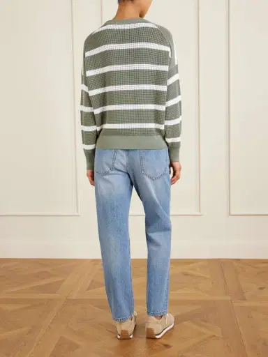 Brunello Cucinelli Striped Open-knit Cotton Sweater | Thumbnail 4 Brunello Cucinelli Striped Open-knit Cotton Sweater | Thumbnail 4