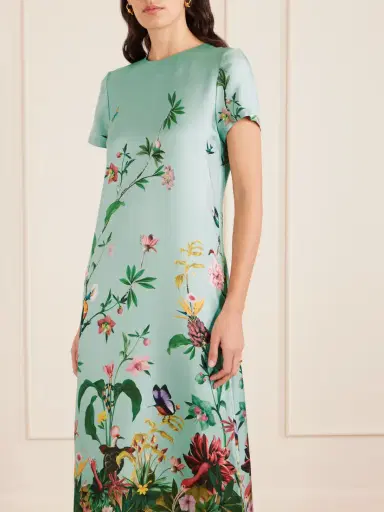 La DoubleJ Swing Feather-trimmed Printed Silk-twill Maxi Dress | Thumbnail 3 La DoubleJ Swing Feather-trimmed Printed Silk-twill Maxi Dress | Thumbnail 3