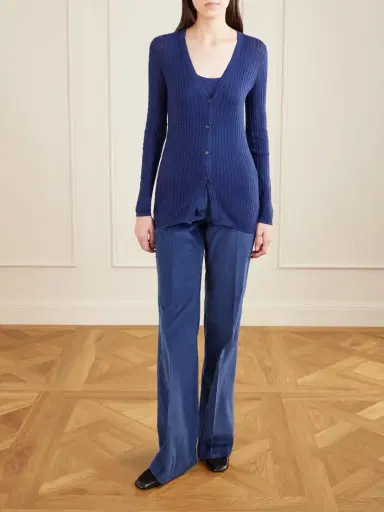Gabriela Hearst Nevin Pointelle Knit Tank Top in Dark Navy Cashmere Silk | Thumbnail 2 Gabriela Hearst Nevin Pointelle Knit Tank Top in Dark Navy Cashmere Silk | Thumbnail 2