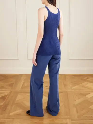Gabriela Hearst Nevin Pointelle Knit Tank Top in Dark Navy Cashmere Silk | Thumbnail 4 Gabriela Hearst Nevin Pointelle Knit Tank Top in Dark Navy Cashmere Silk | Thumbnail 4