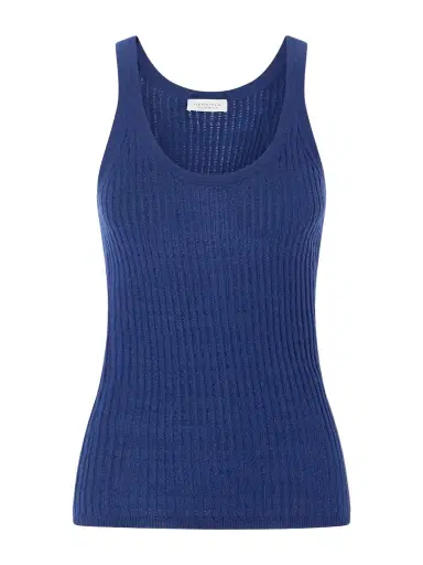 Gabriela Hearst Nevin Pointelle Knit Tank Top in Dark Navy Cashmere Silk | Thumbnail 1 Gabriela Hearst Nevin Pointelle Knit Tank Top in Dark Navy Cashmere Silk | Thumbnail 1