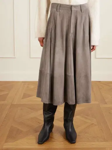 Brunello Cucinelli Flared Suede Midi Skirt | Thumbnail 3 Brunello Cucinelli Flared Suede Midi Skirt | Thumbnail 3