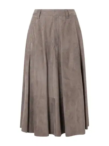 Brunello Cucinelli Flared Suede Midi Skirt | Thumbnail 1 Brunello Cucinelli Flared Suede Midi Skirt | Thumbnail 1