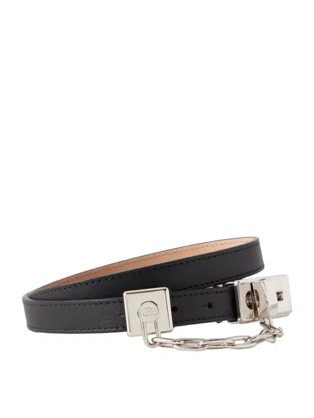 Lock Chain-detailed Leather Belt Lock Chain-detailed Leather Belt