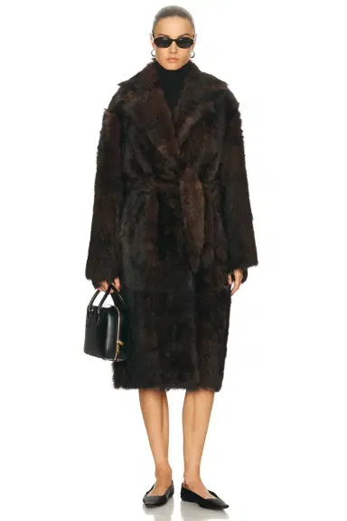 Nour Hammour Uma Drapey Shearling Coat | Thumbnail 1 Nour Hammour Uma Drapey Shearling Coat | Thumbnail 1
