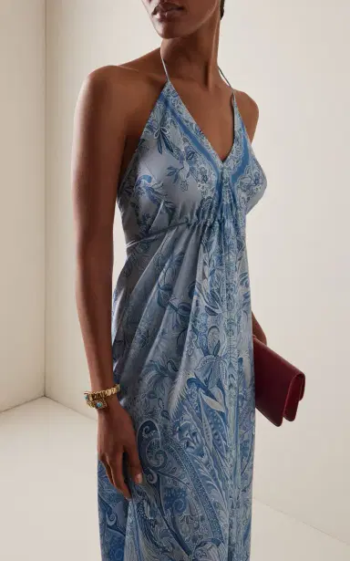 Etro Patterned Asymmetric Midi Dress | Thumbnail 3 Etro Patterned Asymmetric Midi Dress | Thumbnail 3