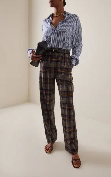 Etro Plaid Wool-Blend Wide-Leg Pants | Thumbnail 2 Etro Plaid Wool-Blend Wide-Leg Pants | Thumbnail 2