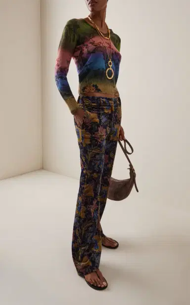 Etro Floral Cotton-Blend Velvet Flared Pants | Thumbnail 2 Etro Floral Cotton-Blend Velvet Flared Pants | Thumbnail 2