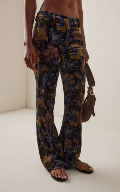 Etro Floral Cotton-Blend Velvet Flared Pants | Thumbnail 3 Etro Floral Cotton-Blend Velvet Flared Pants | Thumbnail 3