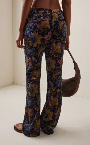 Etro Floral Cotton-Blend Velvet Flared Pants | Thumbnail 4 Etro Floral Cotton-Blend Velvet Flared Pants | Thumbnail 4