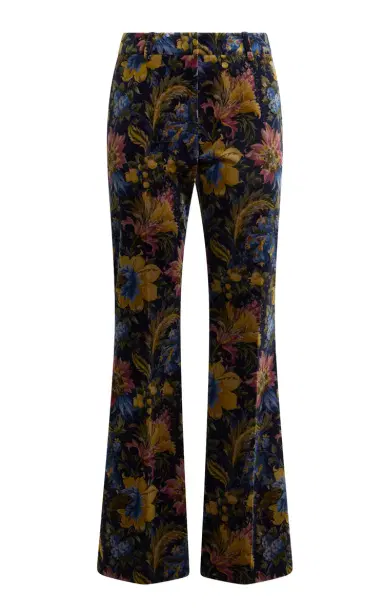 Etro Floral Cotton-Blend Velvet Flared Pants | Thumbnail 7 Etro Floral Cotton-Blend Velvet Flared Pants | Thumbnail 7
