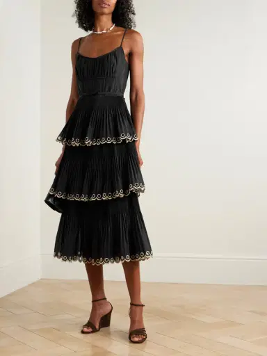 Zimmermann Tiered Embroidered Georgette Midi Dress | Thumbnail 2 Zimmermann Tiered Embroidered Georgette Midi Dress | Thumbnail 2