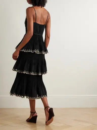 Zimmermann Tiered Embroidered Georgette Midi Dress | Thumbnail 3 Zimmermann Tiered Embroidered Georgette Midi Dress | Thumbnail 3