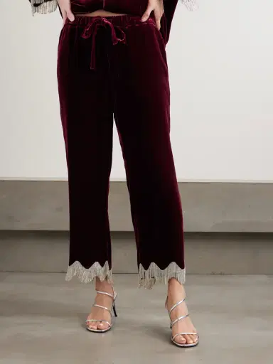 Olivia von Halle Fifi Fringed Crystal-embellished Velvet Pajama Set | Thumbnail 5 Olivia von Halle Fifi Fringed Crystal-embellished Velvet Pajama Set | Thumbnail 5