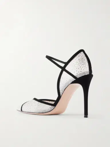 Gianvito Rossi 95 Suede-trimmed Crystal-embellished Mesh Pumps | Thumbnail 3 Gianvito Rossi 95 Suede-trimmed Crystal-embellished Mesh Pumps | Thumbnail 3