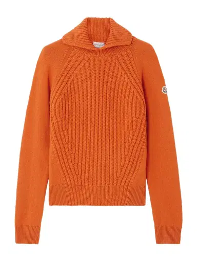Moncler Ribbed Wool And Cashmere-blend Turtleneck Polo Sweater | Thumbnail 1 Moncler Ribbed Wool And Cashmere-blend Turtleneck Polo Sweater | Thumbnail 1