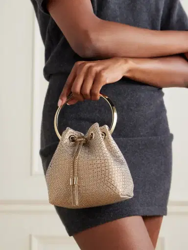 Jimmy Choo Bon Bon Crystal-embellished Mesh And Satin Bucket Bag | Thumbnail 2 Jimmy Choo Bon Bon Crystal-embellished Mesh And Satin Bucket Bag | Thumbnail 2
