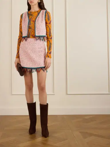 Etro Fringed Embroidered Tweed Mini Skirt | Thumbnail 2 Etro Fringed Embroidered Tweed Mini Skirt | Thumbnail 2