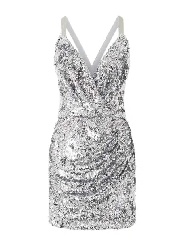 Ruched Sequined Tulle Mini Dress Ruched Sequined Tulle Mini Dress