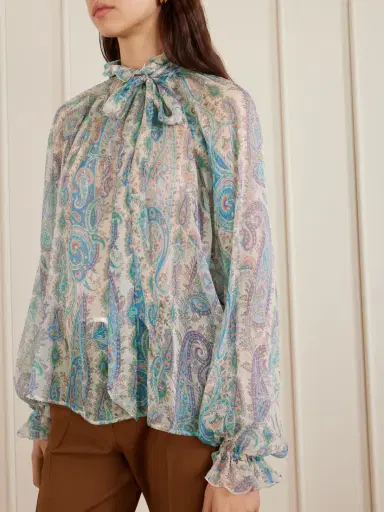 Etro Pussy-bow Ruffled Paisley-print Silk-crepon Blouse | Thumbnail 3 Etro Pussy-bow Ruffled Paisley-print Silk-crepon Blouse | Thumbnail 3