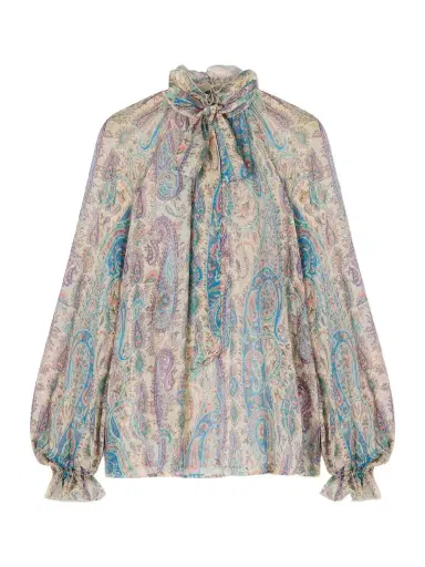 Etro Pussy-bow Ruffled Paisley-print Silk-crepon Blouse | Thumbnail 1 Etro Pussy-bow Ruffled Paisley-print Silk-crepon Blouse | Thumbnail 1
