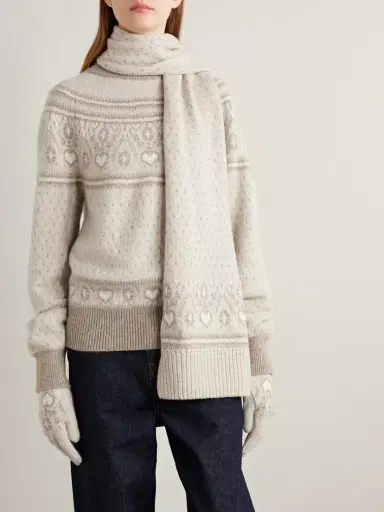Khaite Lucerne Fair Isle Cashmere Scarf | Thumbnail 2 Khaite Lucerne Fair Isle Cashmere Scarf | Thumbnail 2