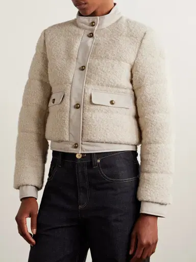 Moncler Blandy Cropped Shell-trimmed Bouclé Down Jacket | Thumbnail 3 Moncler Blandy Cropped Shell-trimmed Bouclé Down Jacket | Thumbnail 3