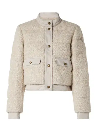 Moncler Blandy Cropped Shell-trimmed Bouclé Down Jacket | Thumbnail 1 Moncler Blandy Cropped Shell-trimmed Bouclé Down Jacket | Thumbnail 1