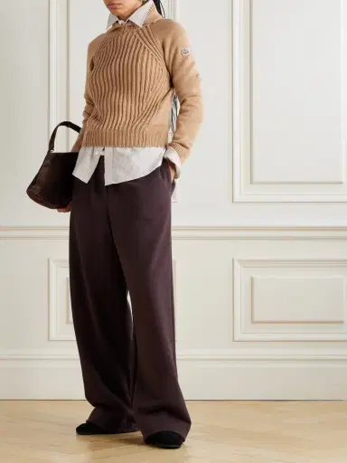 Moncler Ribbed Wool And Cashmere-blend Polo Sweater | Thumbnail 2 Moncler Ribbed Wool And Cashmere-blend Polo Sweater | Thumbnail 2