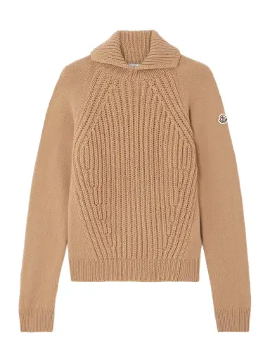 Moncler Ribbed Wool And Cashmere-blend Polo Sweater | Thumbnail 1 Moncler Ribbed Wool And Cashmere-blend Polo Sweater | Thumbnail 1
