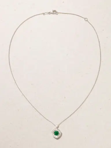 David Morris Frozen Kiss 18-karat White Gold, Emerald And Diamond Necklace | Thumbnail 4 David Morris Frozen Kiss 18-karat White Gold, Emerald And Diamond Necklace | Thumbnail 4