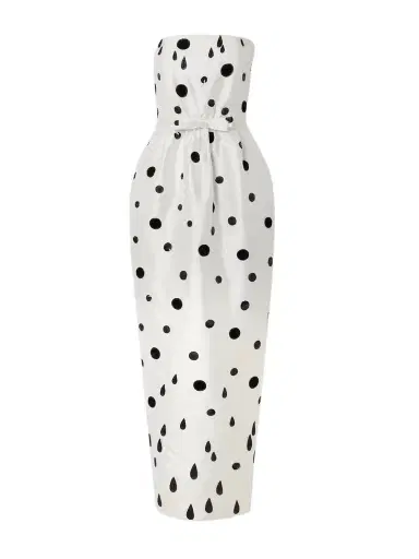 BERNADETTE Lenette Strapless Embellished Polka-dot Taffeta Gown | Thumbnail 1 BERNADETTE Lenette Strapless Embellished Polka-dot Taffeta Gown | Thumbnail 1
