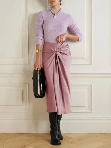 Dries Van Noten Twist-front Satin-crepe Midi Skirt | Thumbnail 2 Dries Van Noten Twist-front Satin-crepe Midi Skirt | Thumbnail 2