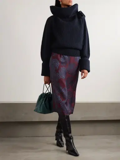 Dries Van Noten Tie-detailed Ribbed Wool Turtleneck Sweater | Thumbnail 2 Dries Van Noten Tie-detailed Ribbed Wool Turtleneck Sweater | Thumbnail 2