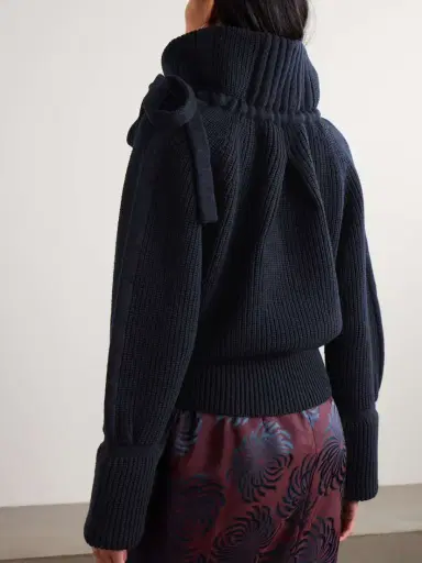 Dries Van Noten Tie-detailed Ribbed Wool Turtleneck Sweater | Thumbnail 3 Dries Van Noten Tie-detailed Ribbed Wool Turtleneck Sweater | Thumbnail 3