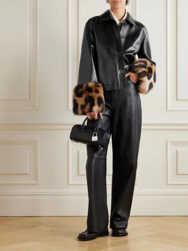 Loewe Leopard-print Shearling-trimmed Glossed-leather Jacket | Thumbnail 2 Loewe Leopard-print Shearling-trimmed Glossed-leather Jacket | Thumbnail 2