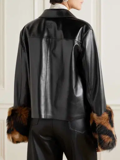 Loewe Leopard-print Shearling-trimmed Glossed-leather Jacket | Thumbnail 3 Loewe Leopard-print Shearling-trimmed Glossed-leather Jacket | Thumbnail 3