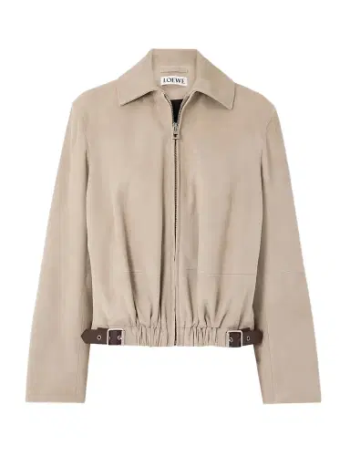Loewe Buckle-embellished Leather-trimmed Suede Jacket | Thumbnail 1 Loewe Buckle-embellished Leather-trimmed Suede Jacket | Thumbnail 1