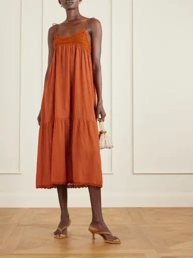 Ulla Johnson Linnea Tasseled Crochet-trimmed Cotton Midi Dress | Thumbnail 2 Ulla Johnson Linnea Tasseled Crochet-trimmed Cotton Midi Dress | Thumbnail 2