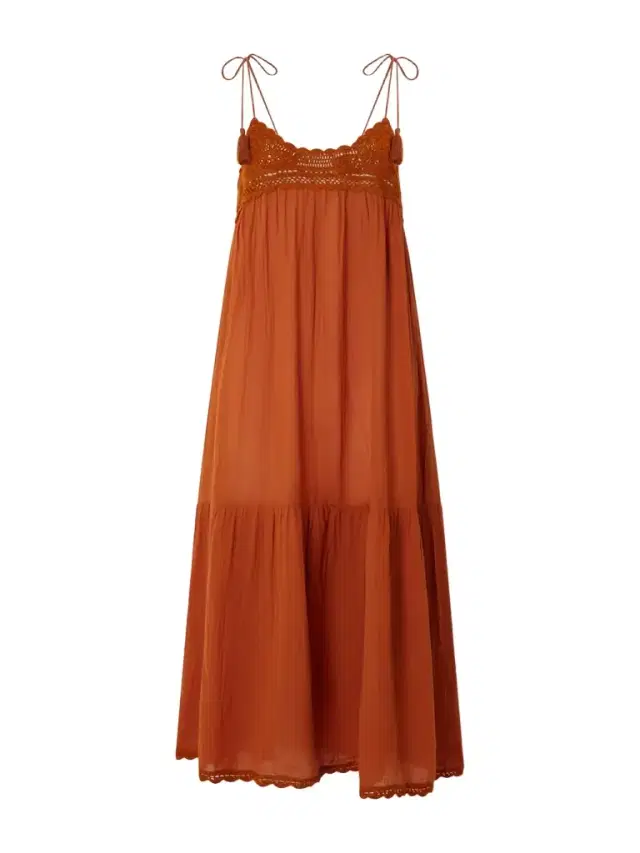Linnea Tasseled Crochet-trimmed Cotton Midi Dress Linnea Tasseled Crochet-trimmed Cotton Midi Dress