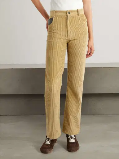 Bottega Veneta Leather-trimmed Cotton-corduroy Straight-leg Pants | Thumbnail 3 Bottega Veneta Leather-trimmed Cotton-corduroy Straight-leg Pants | Thumbnail 3