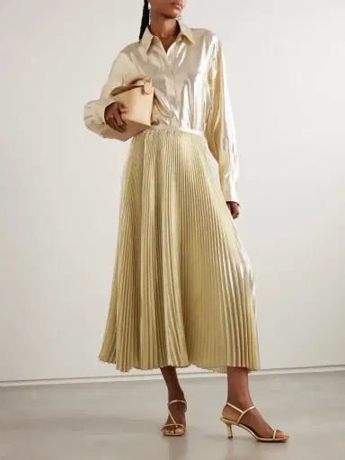 Joseph Essai Metallic Plissé Silk-blend Midi Skirt | Thumbnail 2 Joseph Essai Metallic Plissé Silk-blend Midi Skirt | Thumbnail 2