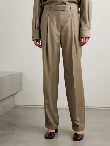 The Row Sorina Pleated Wool-flannel Straight-leg Pants | Thumbnail 3 The Row Sorina Pleated Wool-flannel Straight-leg Pants | Thumbnail 3