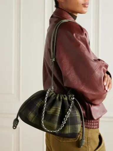 Loewe Flamenco Medium Leather-trimmed Checked Suede Shoulder Bag | Thumbnail 6 Loewe Flamenco Medium Leather-trimmed Checked Suede Shoulder Bag | Thumbnail 6