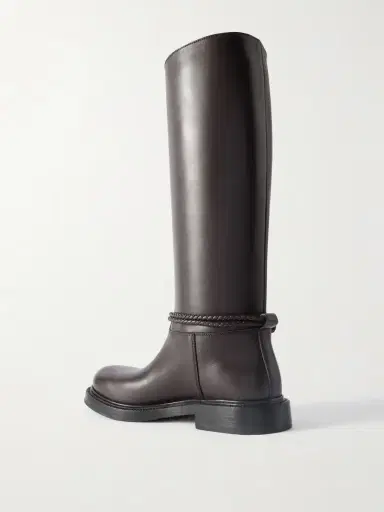 Bottega Veneta James Intrecciato-trimmed Leather Knee Boots | Thumbnail 3 Bottega Veneta James Intrecciato-trimmed Leather Knee Boots | Thumbnail 3