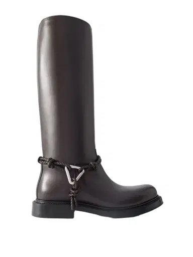 Bottega Veneta James Intrecciato-trimmed Leather Knee Boots | Thumbnail 1 Bottega Veneta James Intrecciato-trimmed Leather Knee Boots | Thumbnail 1