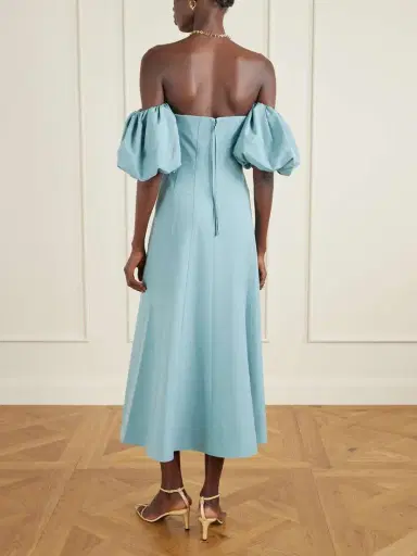 Ulla Johnson Nina Off-the-shoulder Paneled Twill Midi Dress | Thumbnail 4 Ulla Johnson Nina Off-the-shoulder Paneled Twill Midi Dress | Thumbnail 4