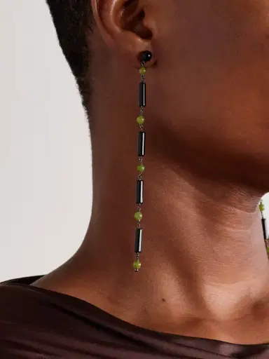 Le Sundial Jackie Rhodium-plated Jade And Onyx Earrings | Thumbnail 2 Le Sundial Jackie Rhodium-plated Jade And Onyx Earrings | Thumbnail 2
