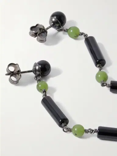 Le Sundial Jackie Rhodium-plated Jade And Onyx Earrings | Thumbnail 3 Le Sundial Jackie Rhodium-plated Jade And Onyx Earrings | Thumbnail 3